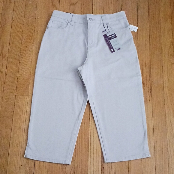 Gloria Vanderbilt Amanda Capri Jean Dove Grey Size 8P NWT - Picture 1 of 14